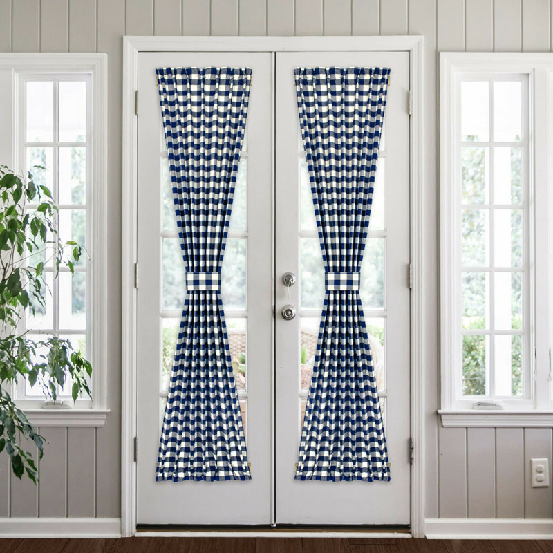 Ikuhiro Semi Sheer Curtain Single Panel, Navy, 54" W x 72" L