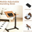 Bureau assis-debout mobile avec plateau rabattable et 4 roulettes, angle du plateau réglable, idéal pour la maison, le bureau ou la chambre, fini noyer et noir, hauteur réglable, table de lit portative et escamotable.