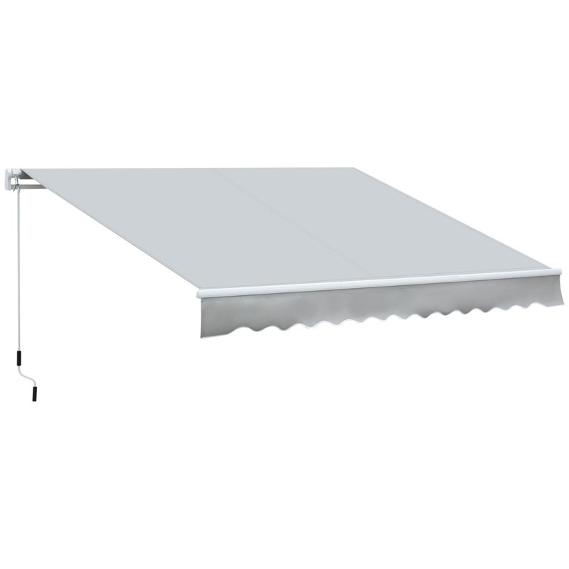 141.8"L x 98.5"W Wall Mounted Terrace Retractable Awning, Gray/White