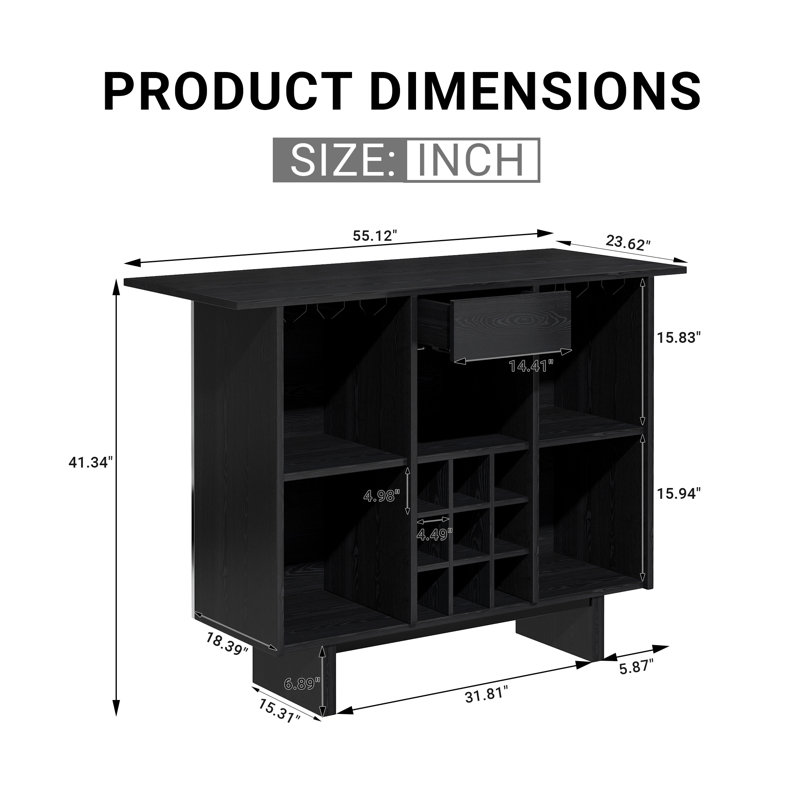 Armoire à café avec porte-bouteilles et tiroirs