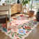 Floral Washable Rugs Non-Slip Soft Rugs for Living Room Bedroom Ultra-Thin Boho Accent Carpet