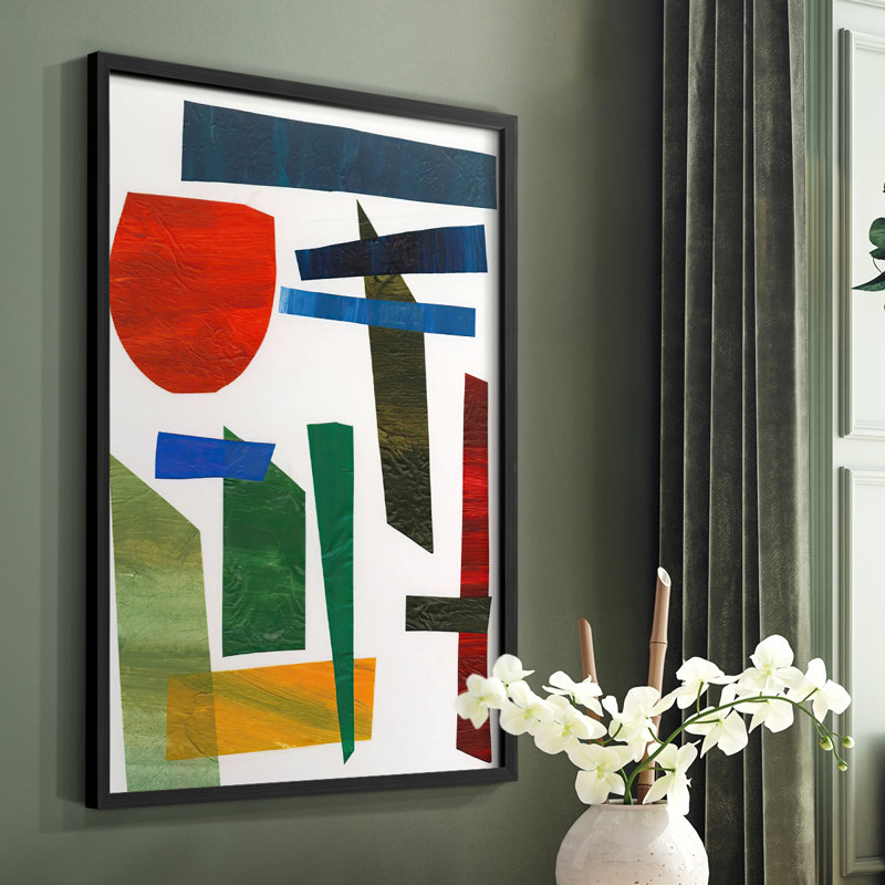 Colourful Shapes II Framed Print - Solid Wood, Black, 28" H x 22" W