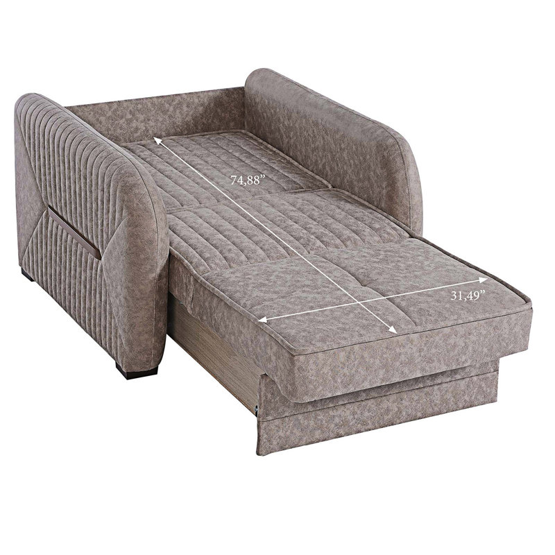 Fauteuil rembourré convertible avec rangement, Beige