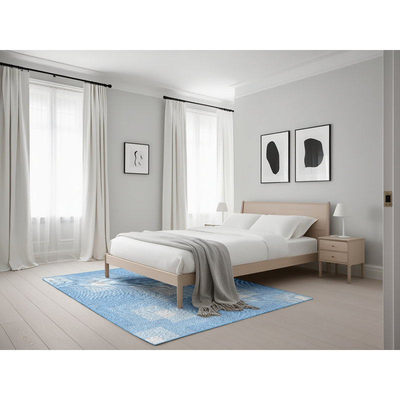 Tapis de zone bleue à motifs, Rectangle 5 pi x 7 pi