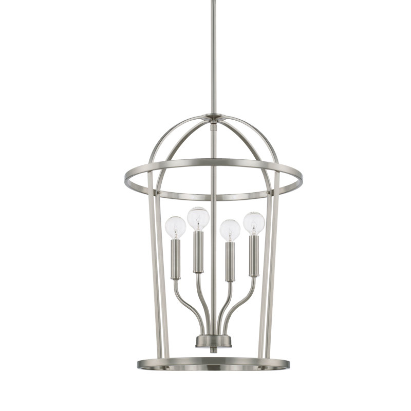 Luminaire suspendu géométrique à 4 lumières Greyson, Nickel brossé