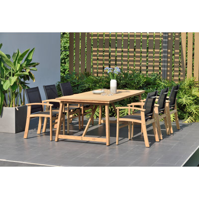 Anautica 6 - Person Teak Wood Patio Dining Set with Rectangular Table