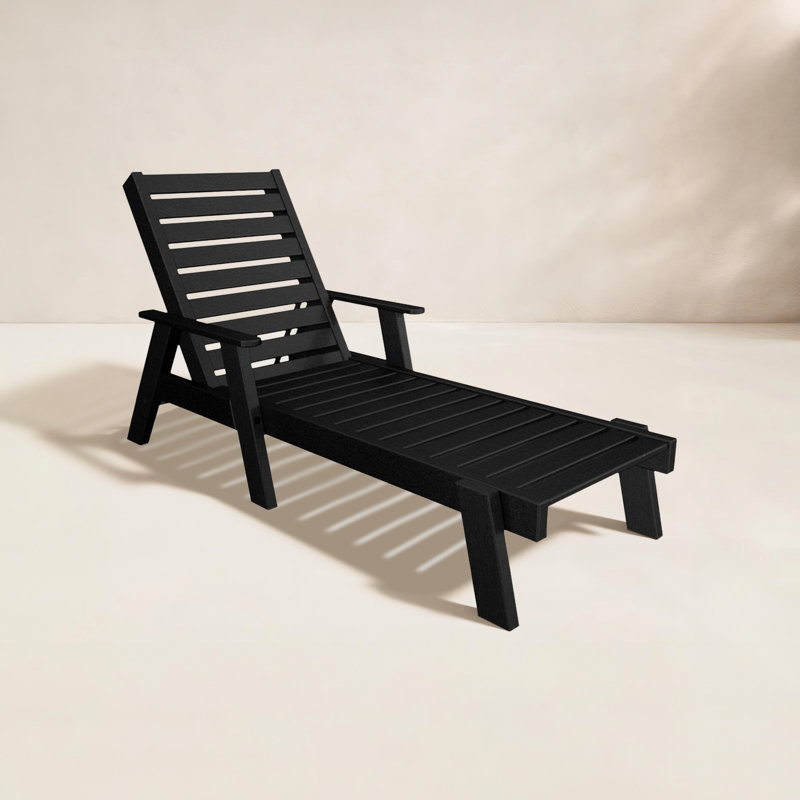 POLYWOOD Captain Chaise with Arms, Black
