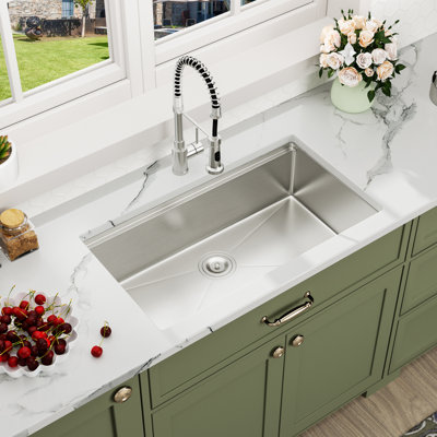 36" L X 19" W  Undermount Workstation Sink Single Bowl Stainless Steel Kitchen Sink with Colander, Cutting Board and Dish-Drying Rack