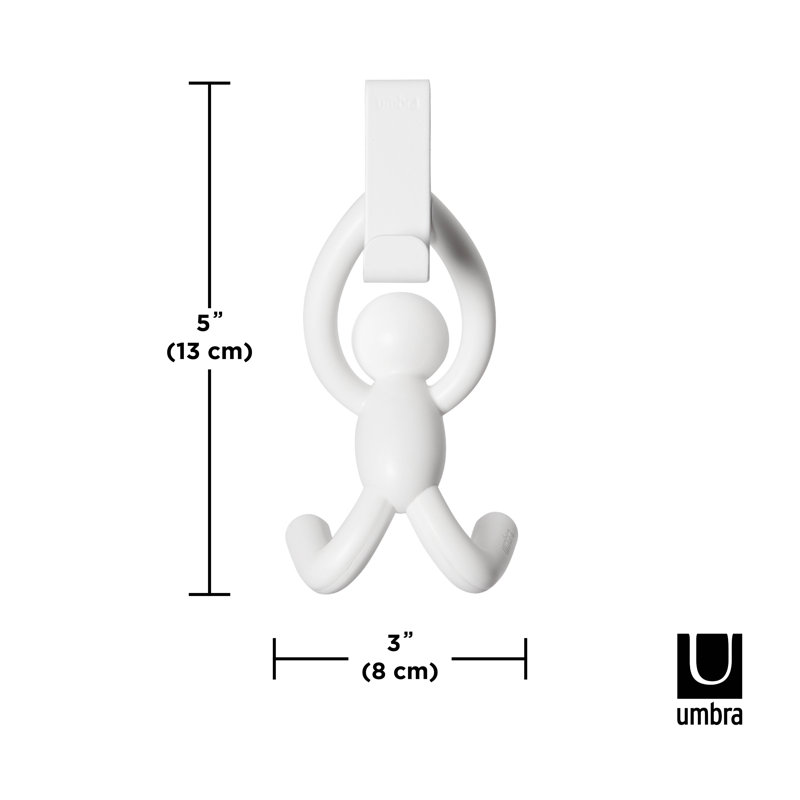 Buddy Plastic Over-the-Door Wall Hook, White