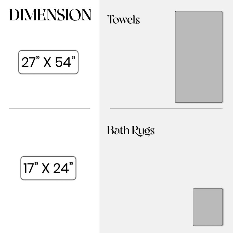 Bruno Collection 100% Soft Cotton Towel Set & 17x24" Bath Rug, 3 Piece Towel Set, Ivory