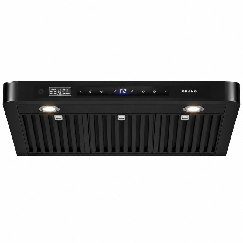 Hotte sous le meuble 36 pouces en acier inoxydable 900 Cfm avec commande vocale / geste / tactile, Black
