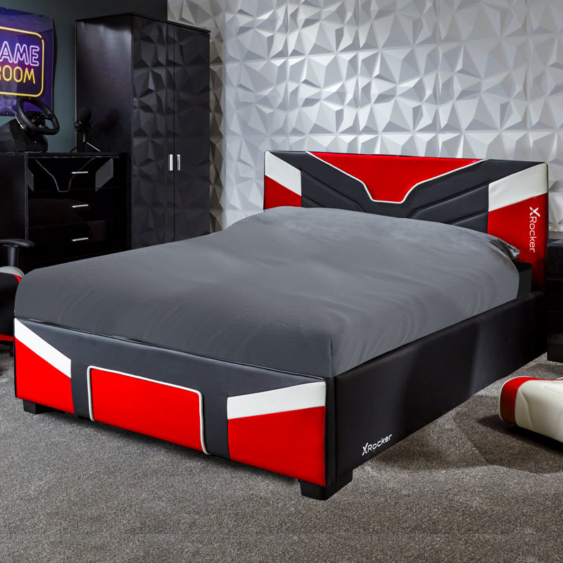 X Rocker Cerberus Double Ottoman Gaming Bed - Red