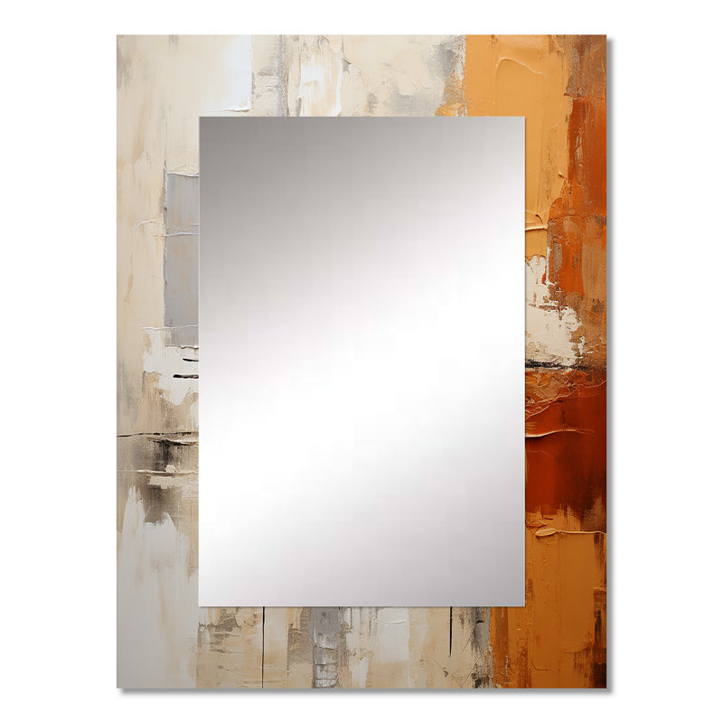 Gris, jaune, orange, impressions - abstrait, collage mural, miroir décoratif gris, impression d'art en métal, 32 po x 24 po