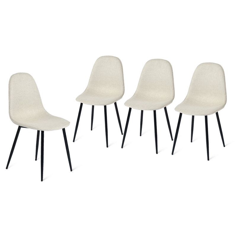 Chaises d'appoint rembourrées Delfinia, Tissu kaki, Noir