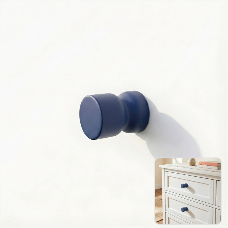 ROUS Harwdare Mid-Century Modern Hourglass Knob, Polo (Navy Blue)