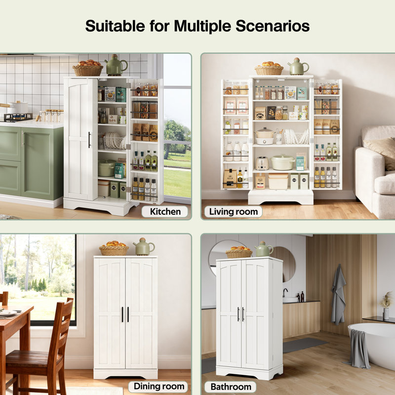 120cm Kitchen Pantry, White
