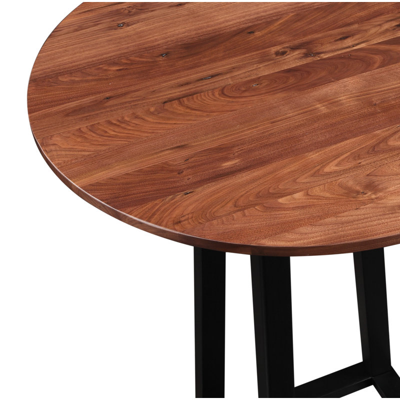 Tri-Mesa Round Walnut Wood Dining Table