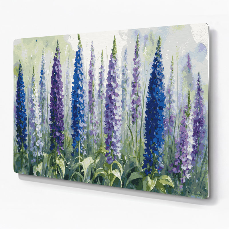 Art mural en métal Botanical Delphinium, H 96 po x l 120 po x P 0,05 po