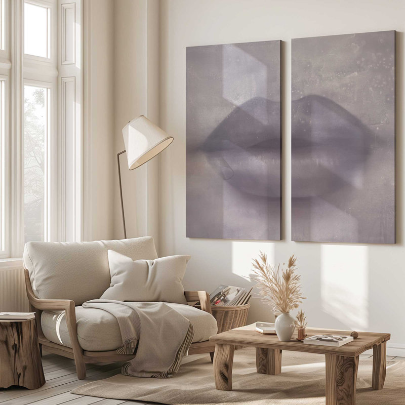 Whispered Kiss - mauve | Impression sur toile 2 panneaux | Combiné, H 48 po x l 48 po