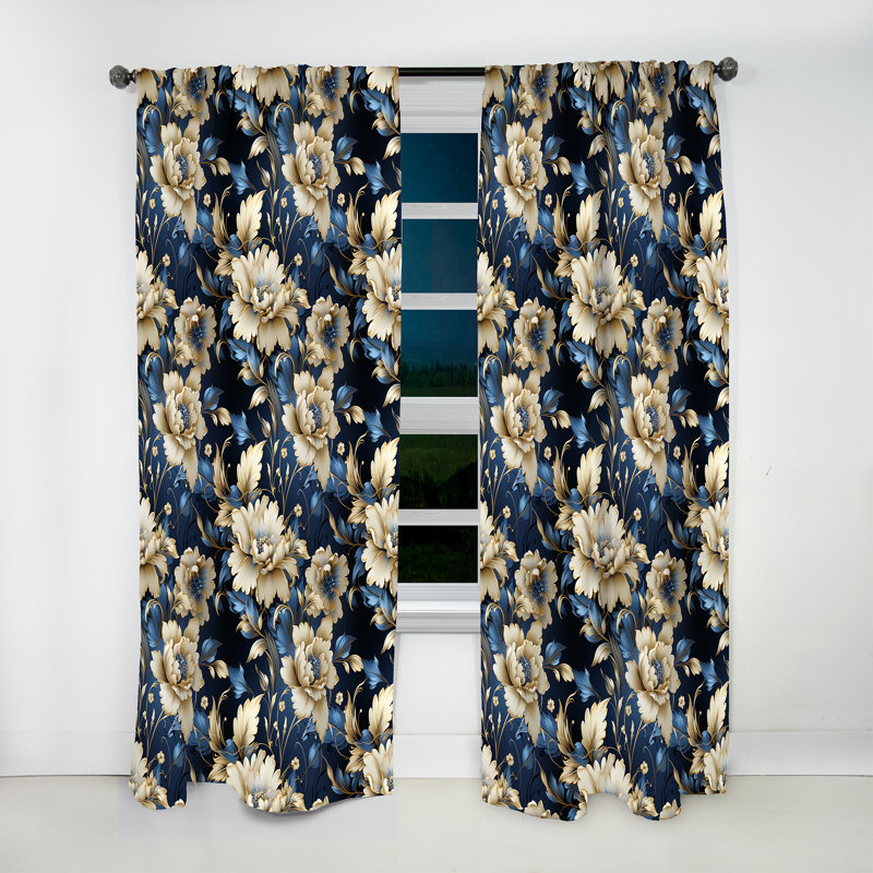 Regal Baroque Flourish Victorian Pattern III - Bohemian Velvet Curtain - Room Darkening - 1 panel, 52" W x 108" L