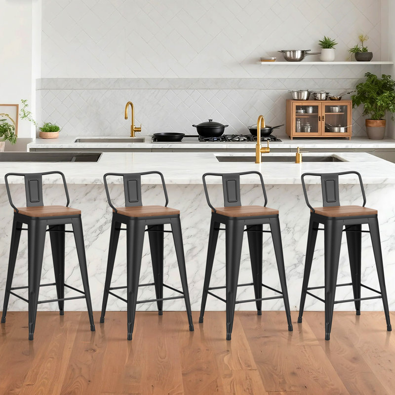 Swivel Metal Counter And Bar Stools, Bar Stool (30” Seat Height), Black