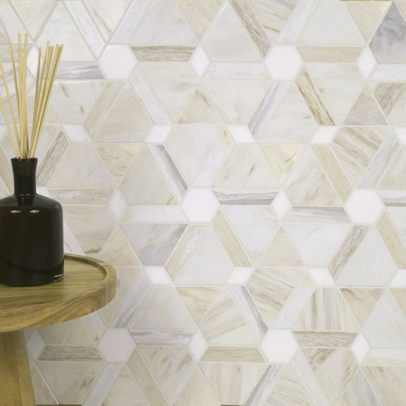 Auralie Bastone 11 in. x 12 in. Polished Marble Mosaic Floor and Wall Tile