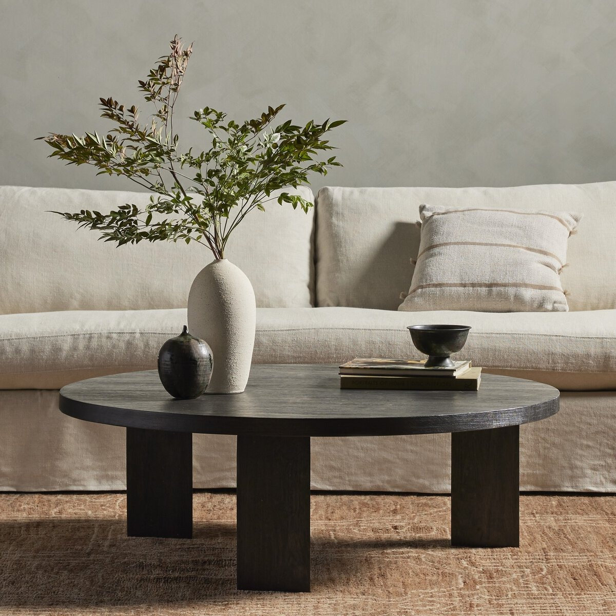 Siham Solid Wood Single Coffee Table, Black, 16" H x 38" L x 38" W