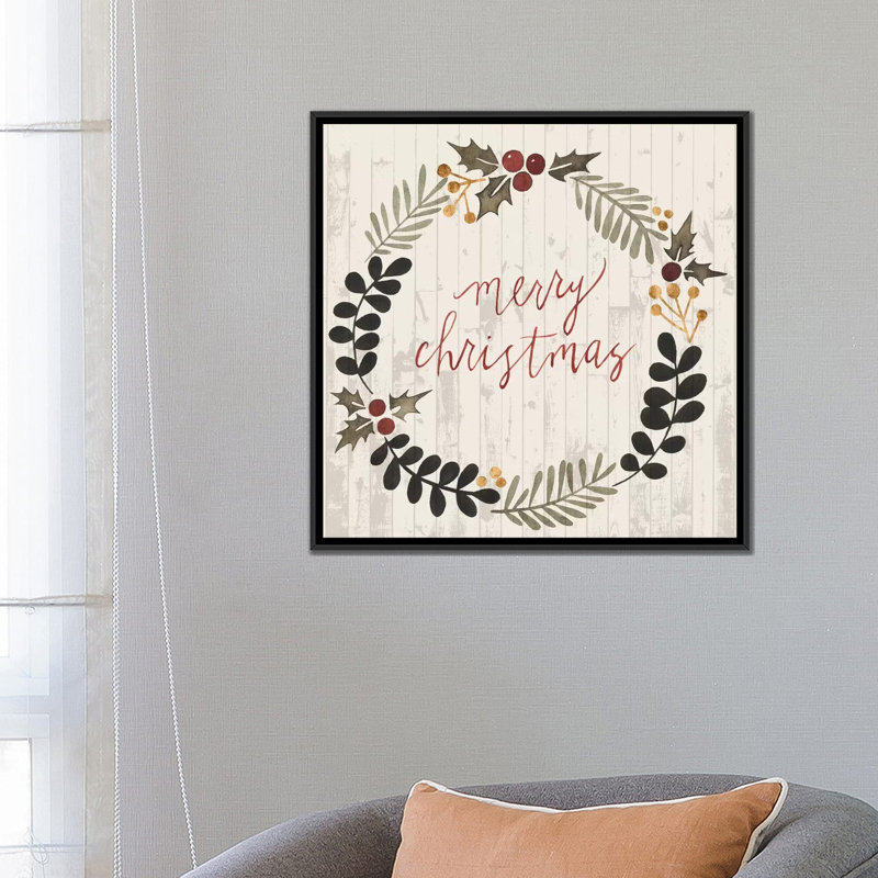« christmas iii », reproduction d’art textuel sur toile, H 26 po x l 26 po x P 1,5 po, Toile avec cadre noir, Pas de tapis