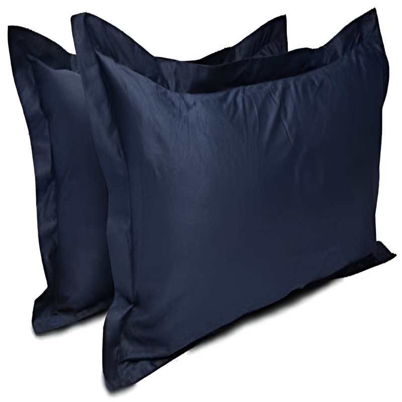 400TC Sateen Solid Cotton Pillow Sham, Navy Blue