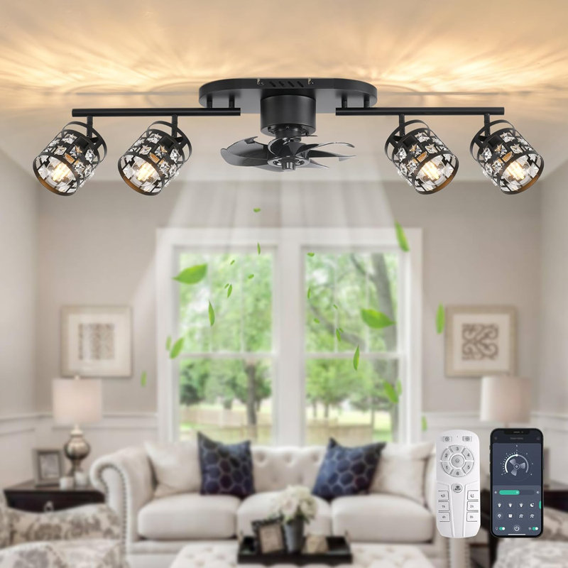 Ventilateurs de plafond avec lumières et télécommande, ventilateur de cuisine de 39,3 po, têtes de lecture rotatives à 360 ° sans ventilateur Fandelier Black et plafonniers encastrés pour le salon de la chambre à coucher (6 vitesses, minuterie)