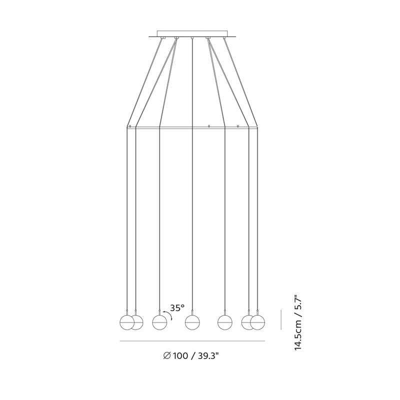 Luminaire suspendu sphère 12 lumières Krantz, Cuivre