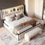 EU Double & King Velvet Storage Bed With 4 Drawers & LED Headboard, Upholstered Bed Frame With USB Ports, Beige-1346105850