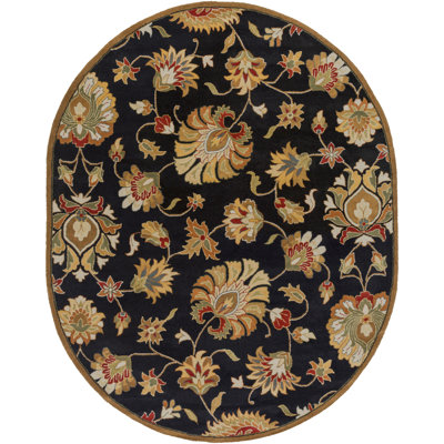 Tapis multicolore en laine à motif floral touffeté à la main Arnedra