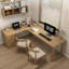 Bureaux en bois massif en L de couleur bois-107209662-107209660