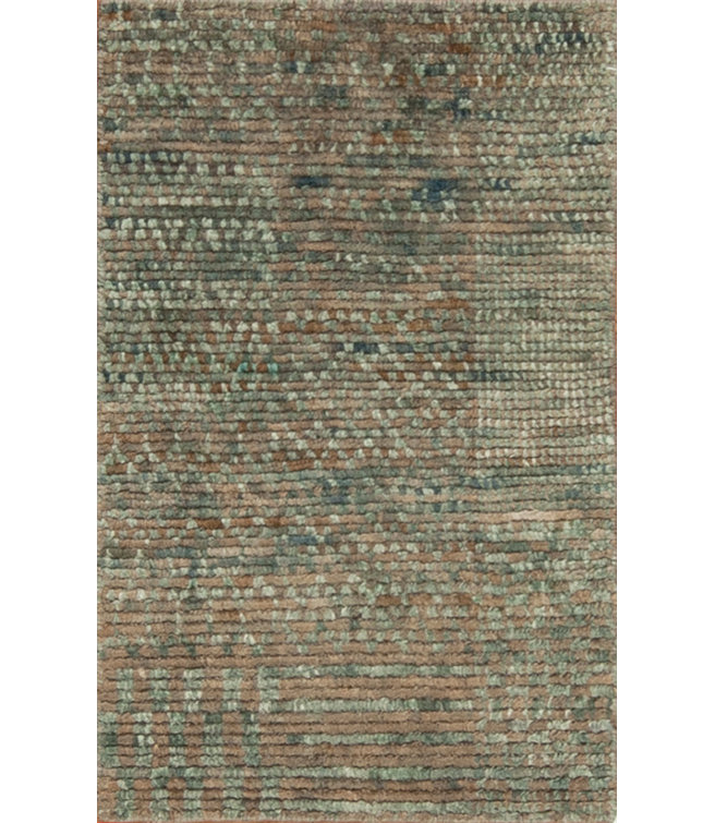 Tapis brun / vert en laine noué à la main Mystique