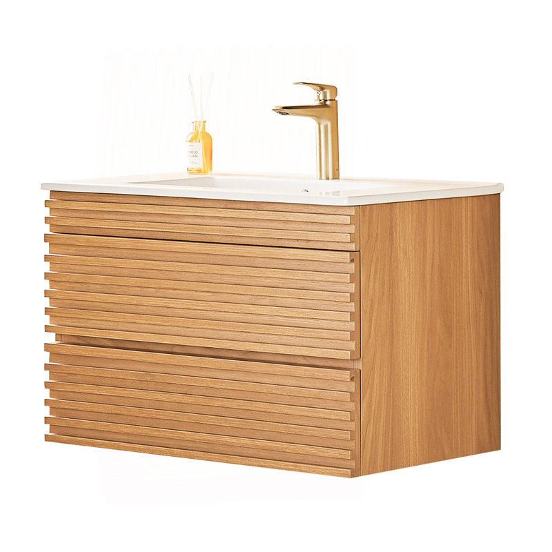 Meuble-lavabo mural simple et flottant 30 po avec lavabo en céramique