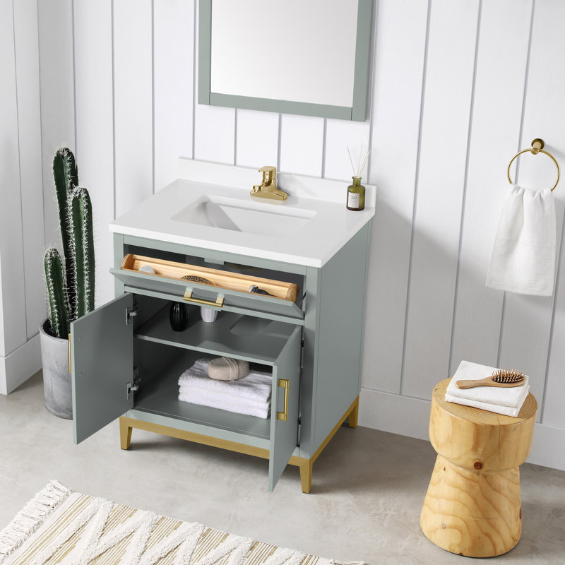 Meuble-lavabo simple avec plateau 30 po Fossen, Vert