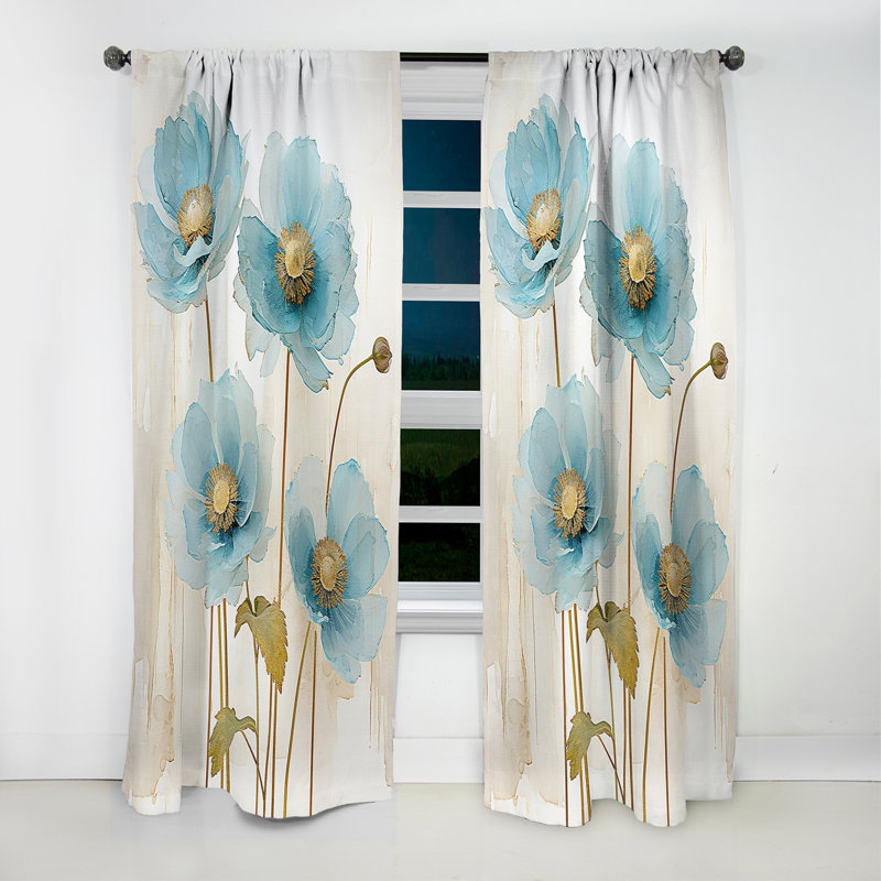 Reyna - Rideau coquelicots - Rideau occultant à motif floral - 1 panneau, L 52 po x L 95 po