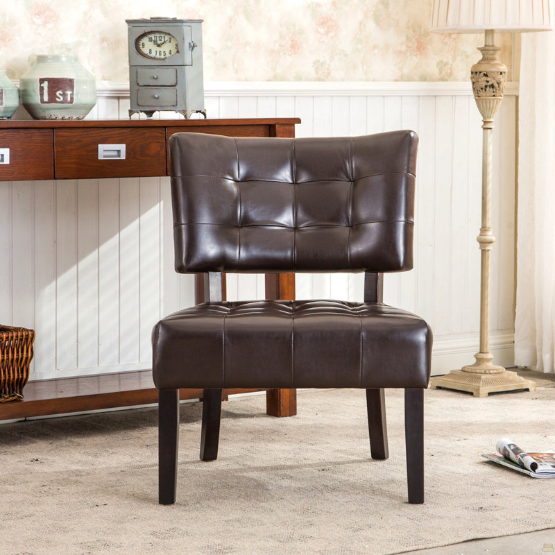 Fauteuil d'appoint capitonné en cuir avec sièges surdimensionnés Roundhill Furniture, brun, Brun
