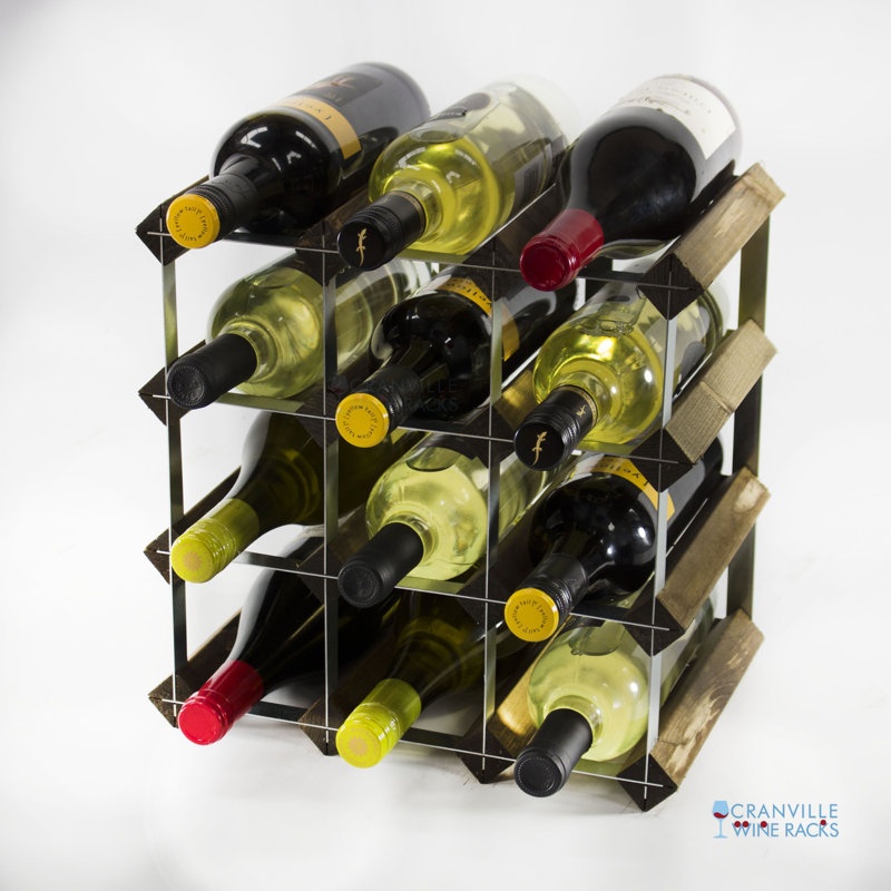 Olivia 12 Bottle Floor Wine Bottle Rack, Dark Oak