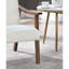Chaise d'appoint contemporaine et contemporaine en blanc, revêtement en laine, structure en bois et sangles de soutien en tissu blanc avec dossier incliné, siège rembourré, cadre à profil bas et coins confortables-1156763880