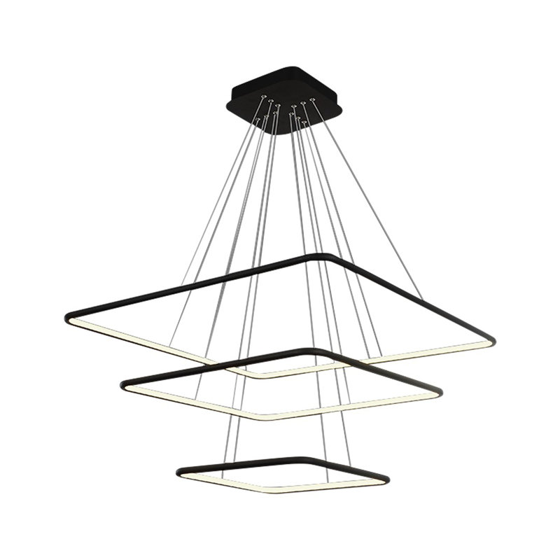 Nix 3 - Light Black LED Square/Rectangle Pendant, Black