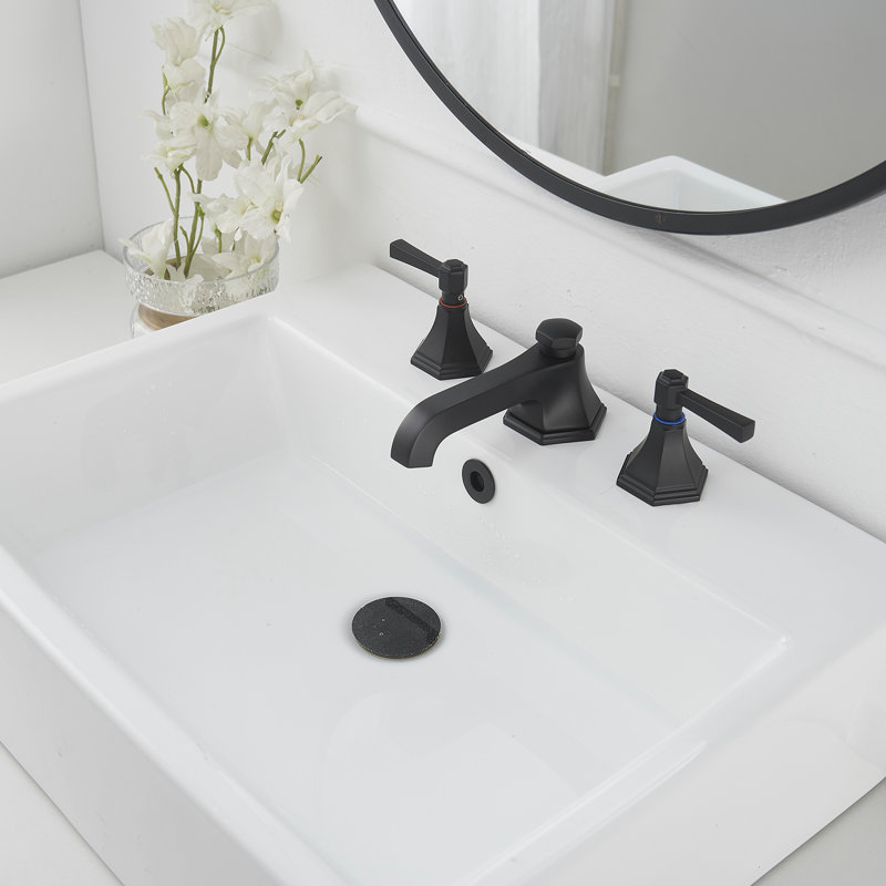 2-handle Bathroom Faucet with Drain Assembly, Matte Black