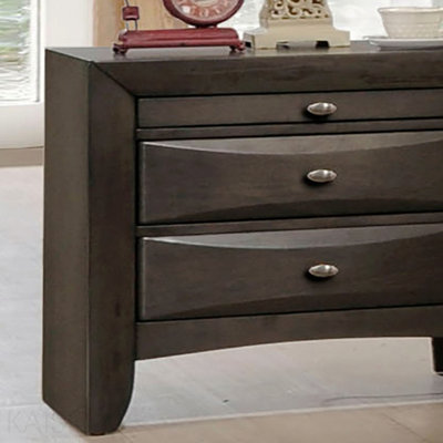 Gray Simple Contemporary 1pc Nightstand Solid Wood Bedside Table (Nightstand) Knob Pulls 2-Drawers Bedside Table (Nightstand)