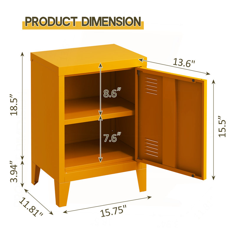 Table de chevet moderne - Table de chevet en métal durable avec tablette