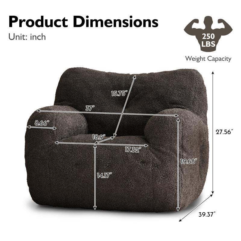 Fauteuil à billes Compression, Ourson gris foncé