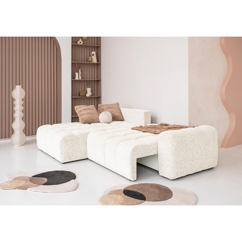 Sofa Bed, 94cm H x 268cm W x 184cm D, Left -sided, Beige