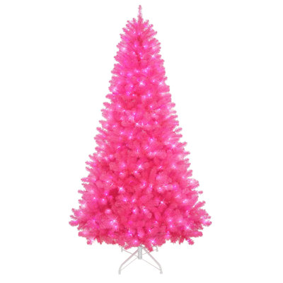 7.5' Pre-lit Dark Green PVC/Hardneedle Tree