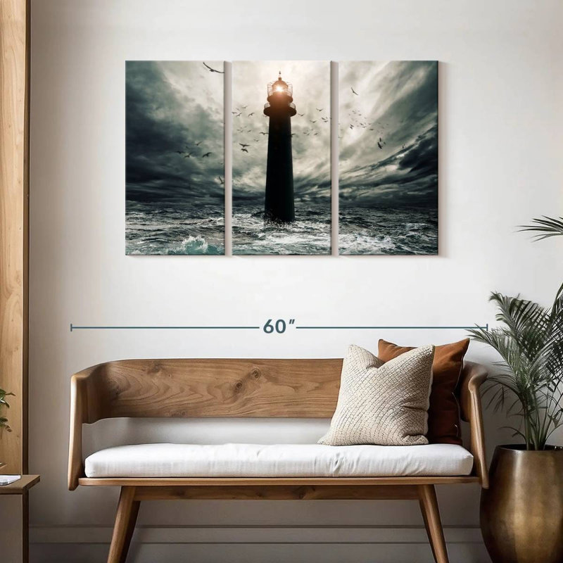 Phare d'Aletra dans la tempête, H 28 po x l 45 po