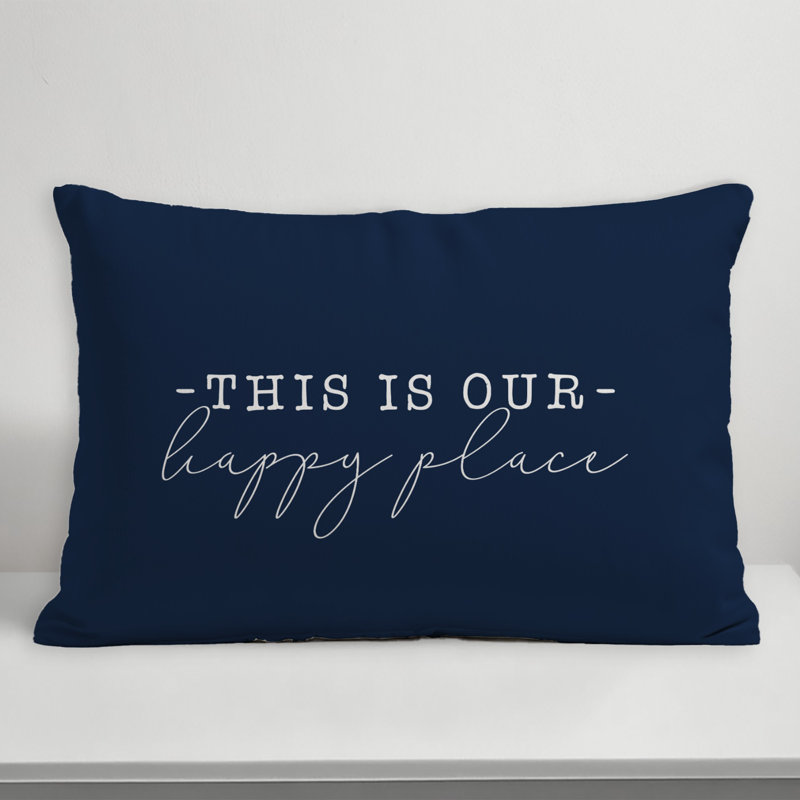  This is Our Happy Place Outdoor Rectangular Pillow Cover and Insert, Navy